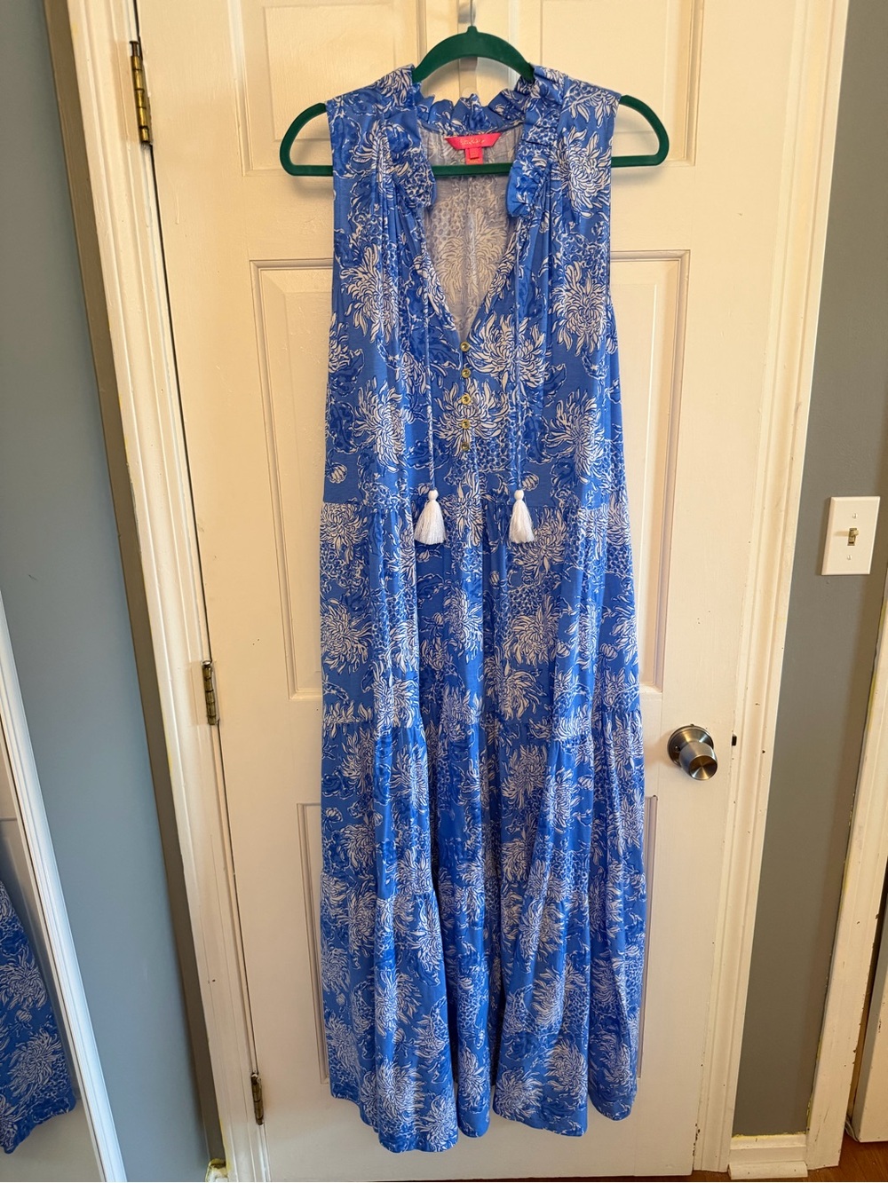 Lilly Pulitzer Blue and White Floral Maxi Dress